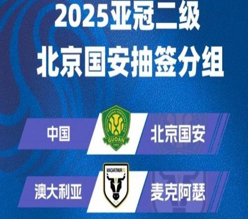 亞冠二抽簽：北京國安與麥克阿瑟、大埔、河內(nèi)公安同小組