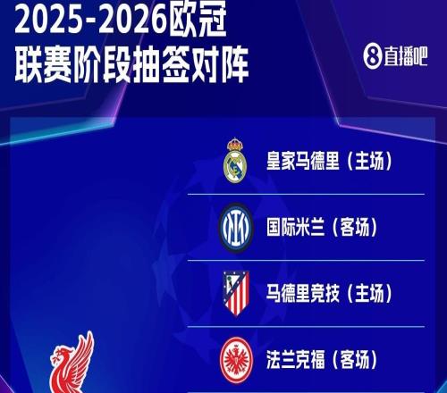 利物浦歐冠賽程：11月5日主場(chǎng)迎戰(zhàn)皇馬，12月10日客場(chǎng)對(duì)陣國(guó)米